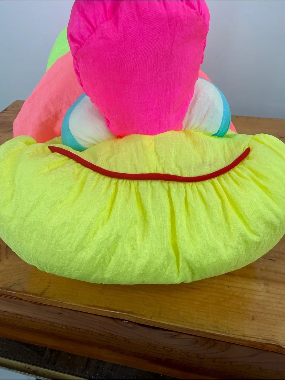Vintage 90s Puffalump Style Neon Caterpillar Plush Rainbow Worm Dragon